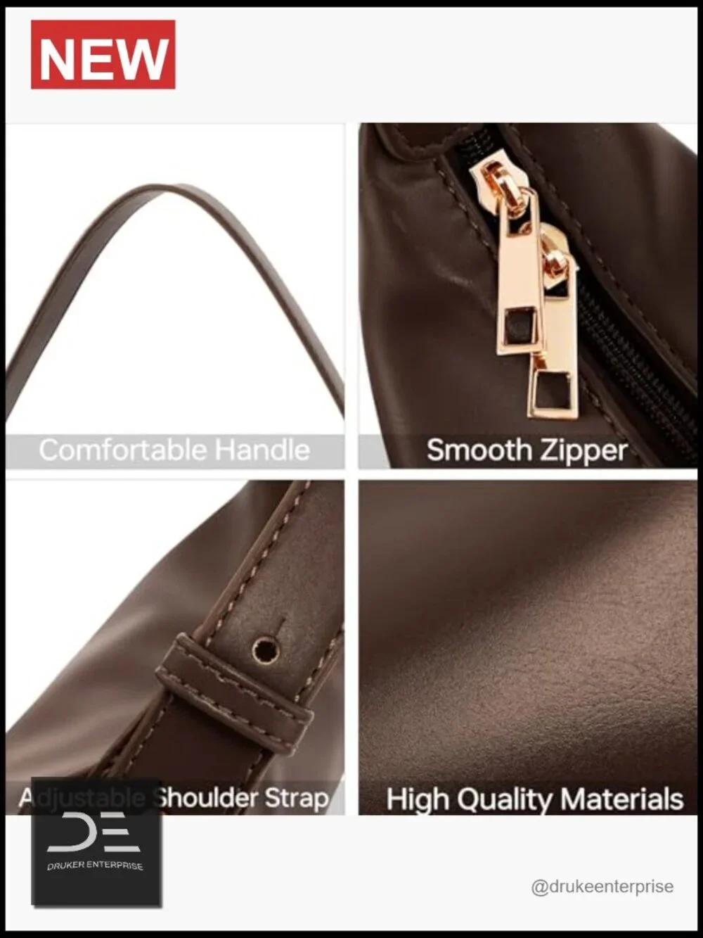 Medium Crescent Hobo Bag Vegan Leather Shoulder Purse Crossbody